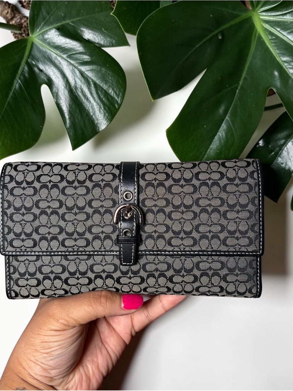 Coach Gray/Black Signature Canvas Fold Wallet